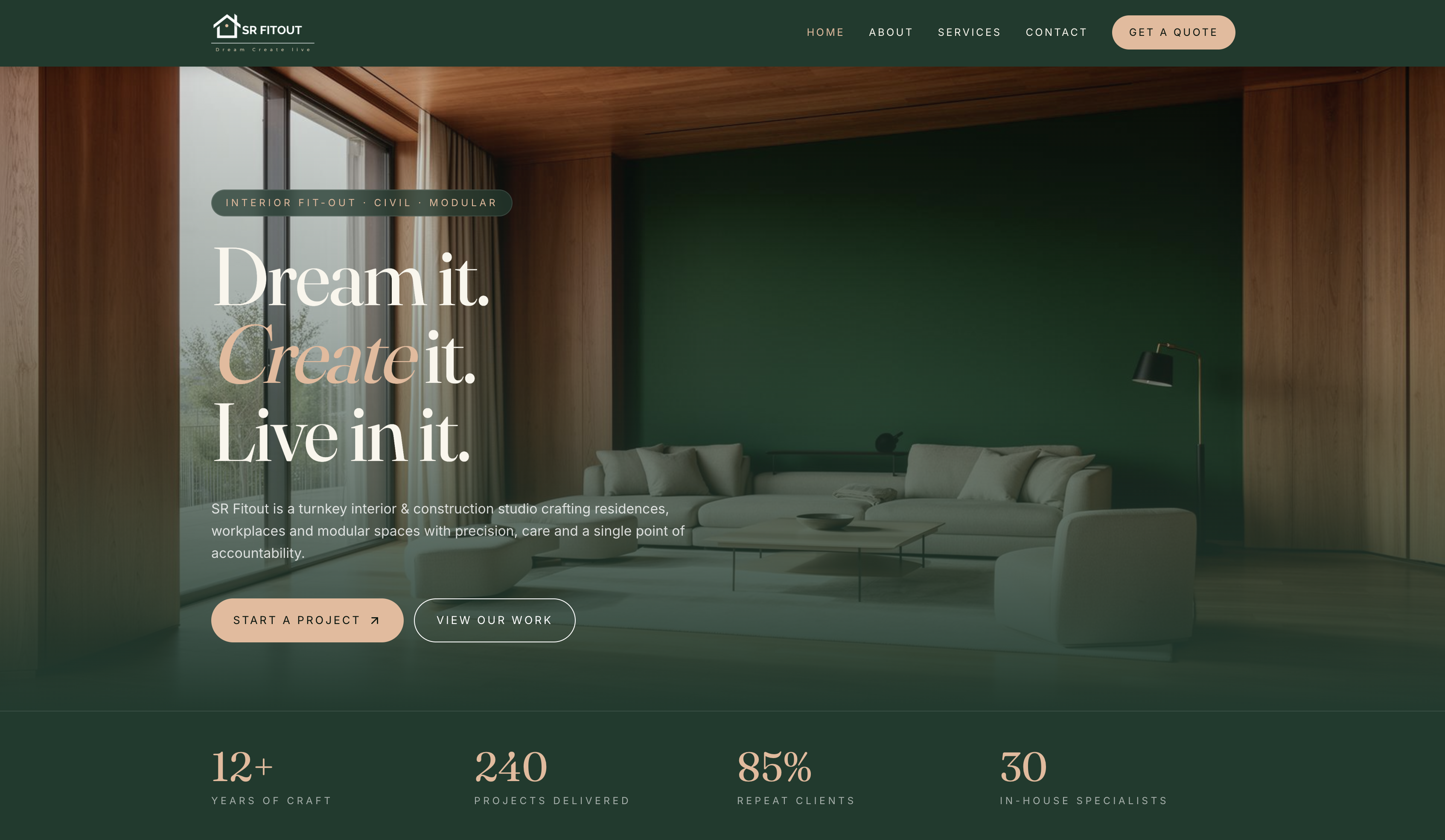 SR Fitout — Turnkey Studio, Online screenshot 1